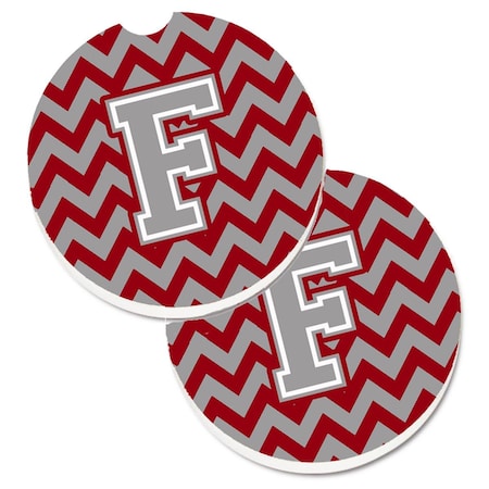 Carolines Treasures Letter F Chevron Crimson and Grey  Cup Holder Car Coaster, PK2 CJ1043-FCARC